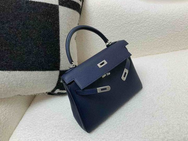Hermès Kelly 25 Togo Gem Blue x Palladium Hardware