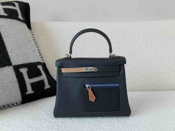 Hermès Kelly 25 Colormatic Swift Bleu Nuit x Palladium Hardware