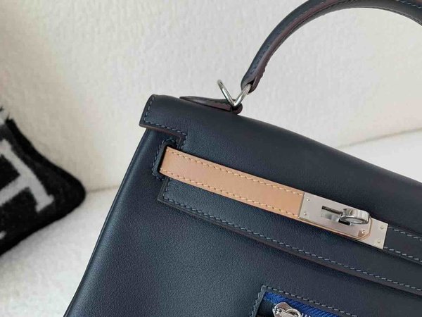 Hermès Kelly 25 Colormatic Swift Bleu Nuit x Palladium Hardware