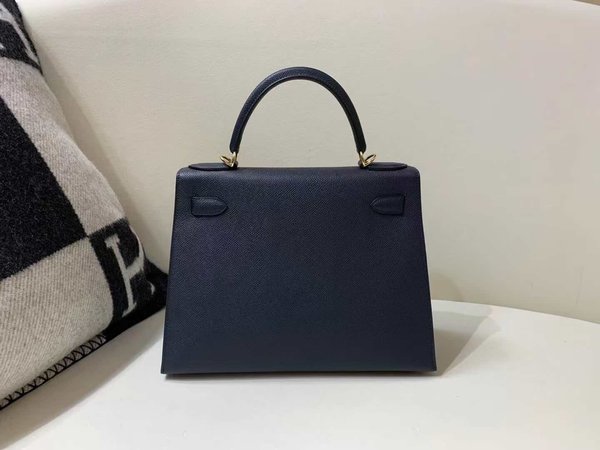 Hermès Kelly25 Epsom Blue Indigo x Gold Hardware