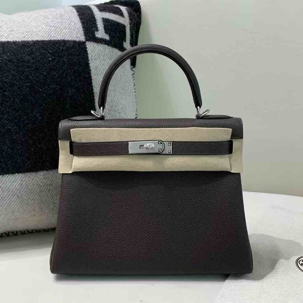 Hermès Kelly 25 Togo Ebene x Palladium Hardware