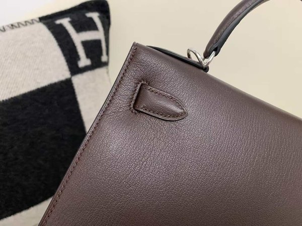 Hermès Kelly 25 Swift Ebene x Palladium Hardware