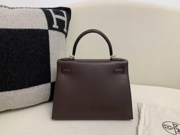 Hermès Kelly 25 Swift Ebene x Palladium Hardware