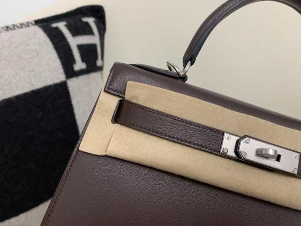 Hermès Kelly 25 Swift Ebene x Palladium Hardware