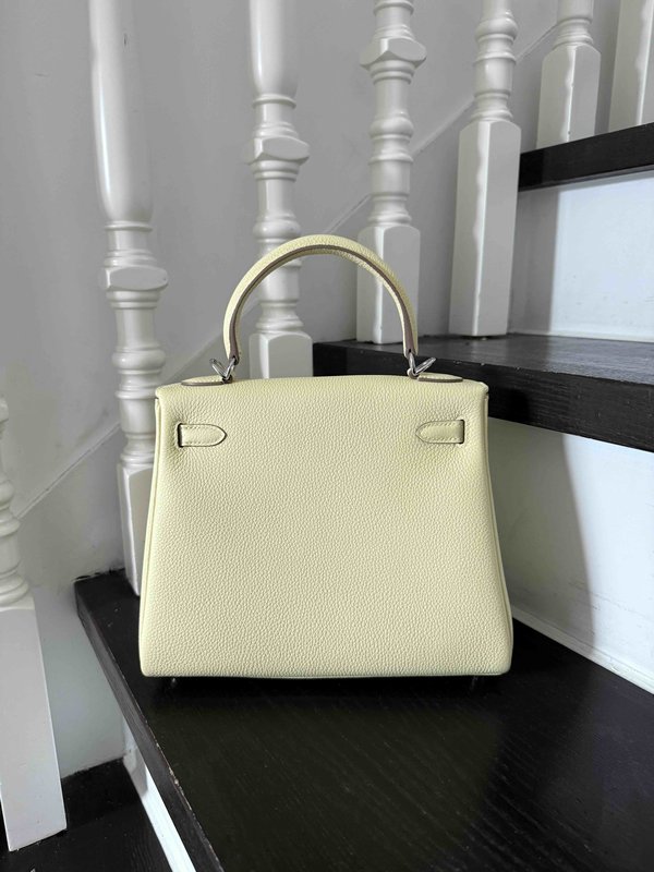Hermès Kelly25 Togo Jaune Possin x Palladium Hardware