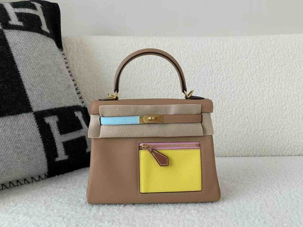 Hermès Kelly 25 Colormatic Swift Chai x Gold Hardware