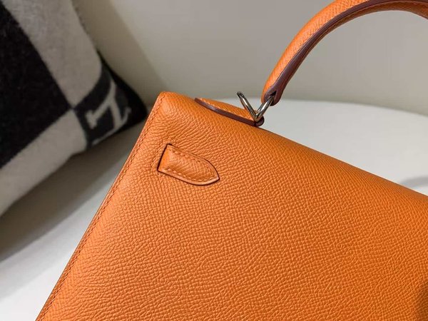 Hermès Kelly25 Epsom Orange H x Palladium Hardware