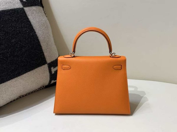 Hermès Kelly25 Epsom Orange H x Palladium Hardware