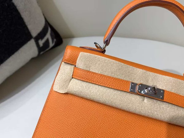 Hermès Kelly25 Epsom Orange H x Palladium Hardware