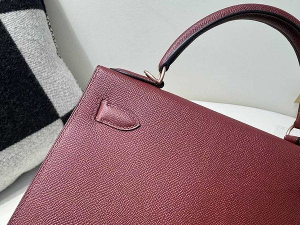 Hermès Kelly 25 Sellier Epsom Rouge H x Palladium Hardware