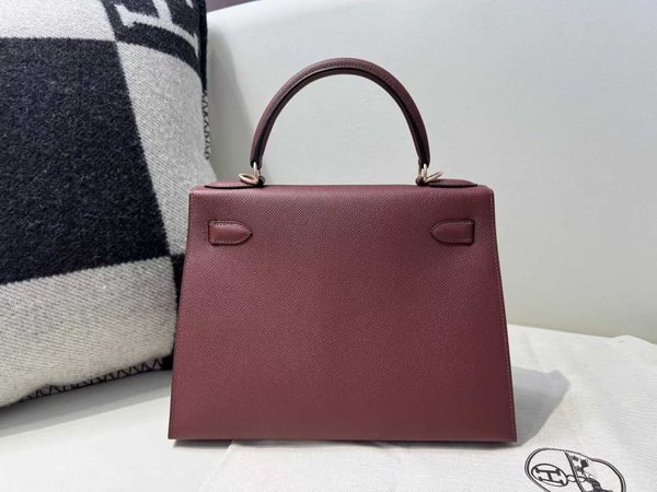 Hermès Kelly 25 Sellier Epsom Rouge H x Palladium Hardware