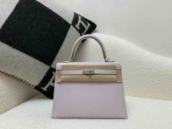 Hermès Kelly 25 Epsom Mauve Pale x Palladium Hardware