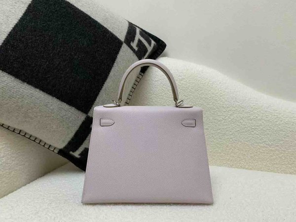 Hermès Kelly 25 Epsom Mauve Pale x Palladium Hardware