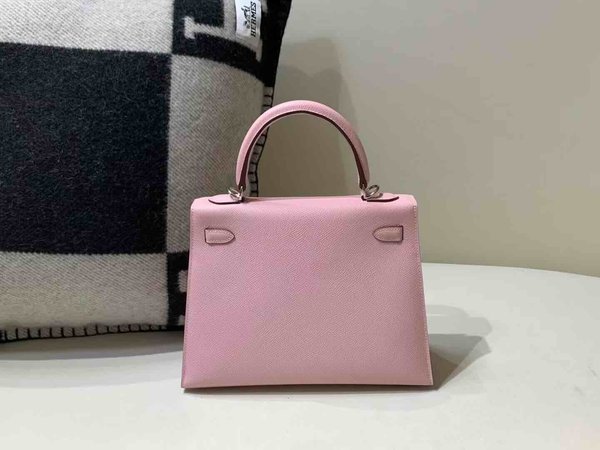 .Hermès Kelly 25 Epsom Rose Sakura x Palladium Hardware