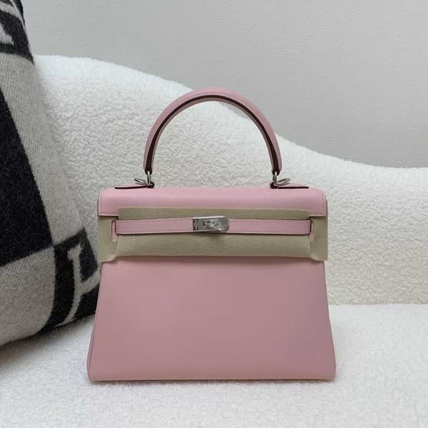 Hermès Kelly 25 Swift Rose Sakura x Palladium Hardware