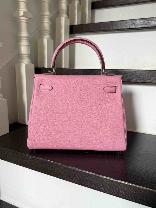 Hermès Kelly25 Togo Rose Bubblegum x Palladium Hardware