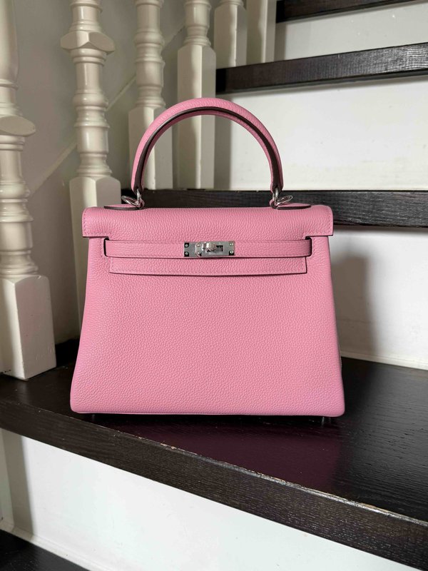 Hermès Kelly25 Togo Rose Bubblegum x Palladium Hardware