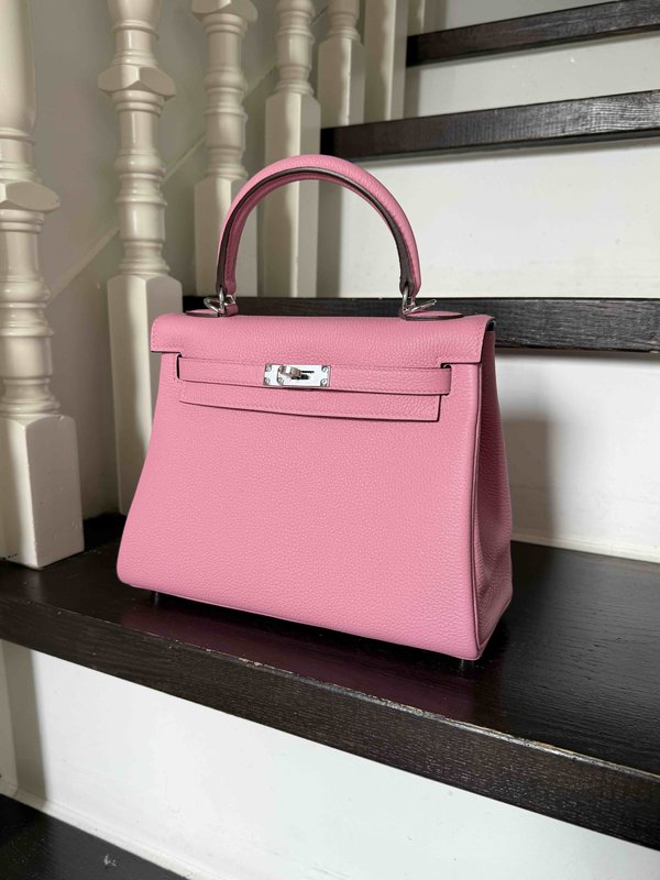 Hermès Kelly25 Togo Rose Bubblegum x Palladium Hardware