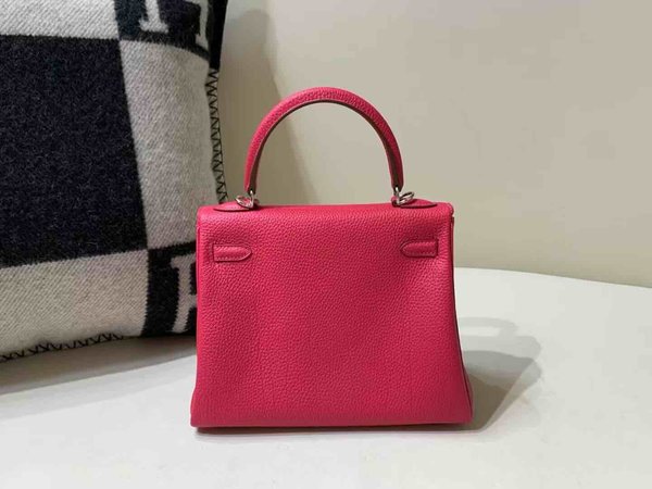 Hermès Kelly 25 Clemence Rose Tyrien x Palladium Hardware