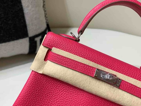 Hermès Kelly 25 Clemence Rose Tyrien x Palladium Hardware