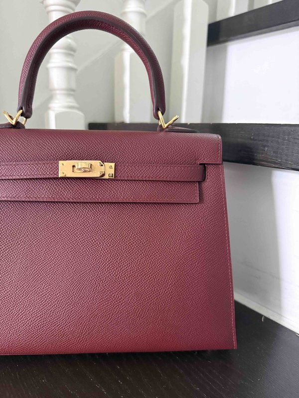 Hermès Kelly25 Epsom Prune x Gold Harware