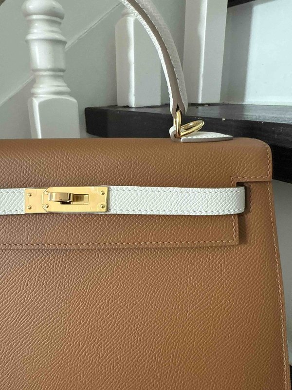 Hermès Kelly25 Gold x Blanc x Gold Hardware