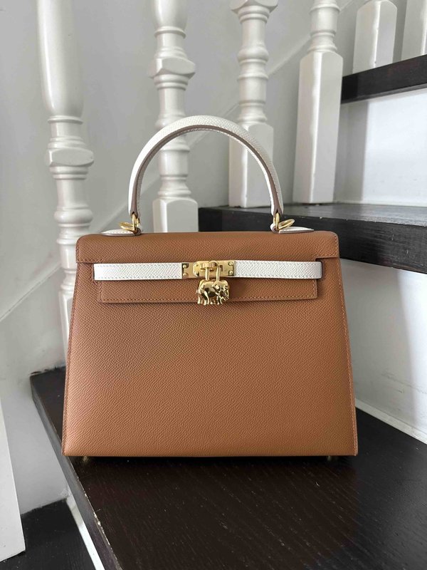 Hermès Kelly25 Gold x Blanc x Gold Hardware