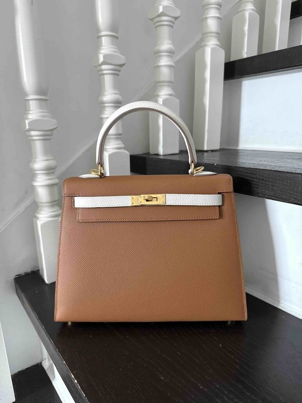 Hermès Kelly25 Gold x Blanc x Gold Hardware