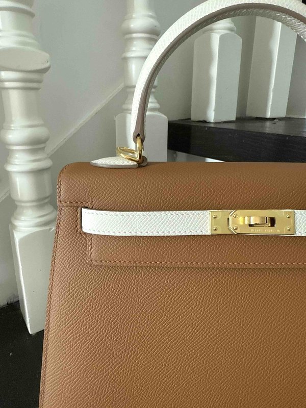 Hermès Kelly25 Gold x Blanc x Gold Hardware
