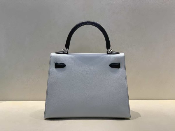 Hermès Kelly 25 Sellier Mysore Gris Perle & Noir with Palladium Hardware