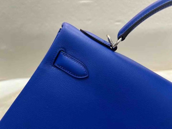 Hermès Kelly32 Swift Blue Electrique x Palladium Hardware
