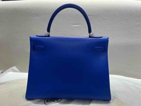 Hermès Kelly32 Swift Blue Electrique x Palladium Hardware