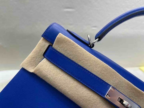 Hermès Kelly32 Swift Blue Electrique x Palladium Hardware