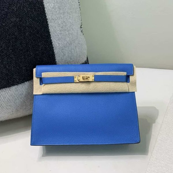 Hermès Kelly Danse 25 Evercolor Blue Electric x Gold Hardware