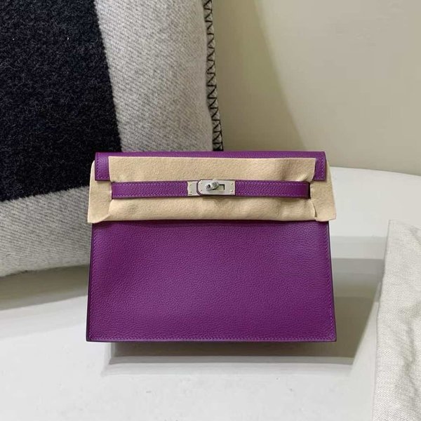 Hermès Kelly Danse Evercolor Violet Pourpre x Palladium Hardware