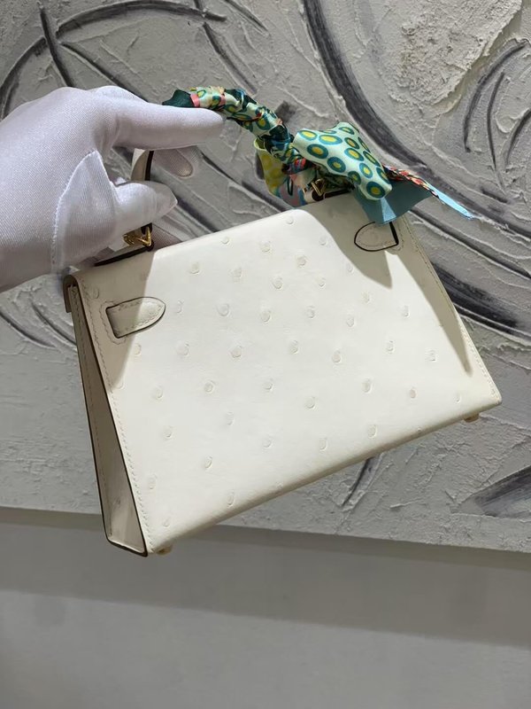 Hermès Kelly II Ostrich Nata x Palladium Hardware