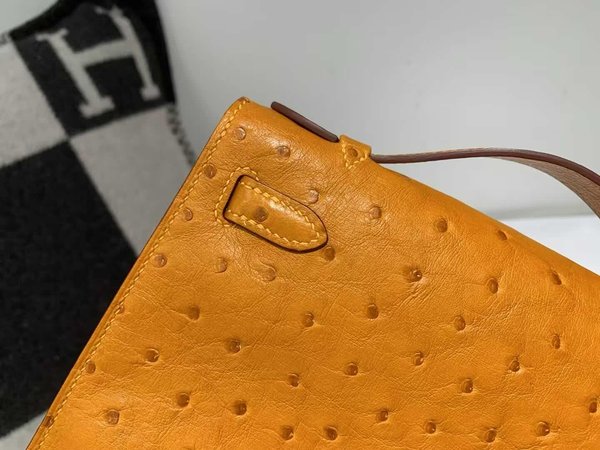 Hermès Mini Kelly I Ostrich Velvet Green x Gold Hardware