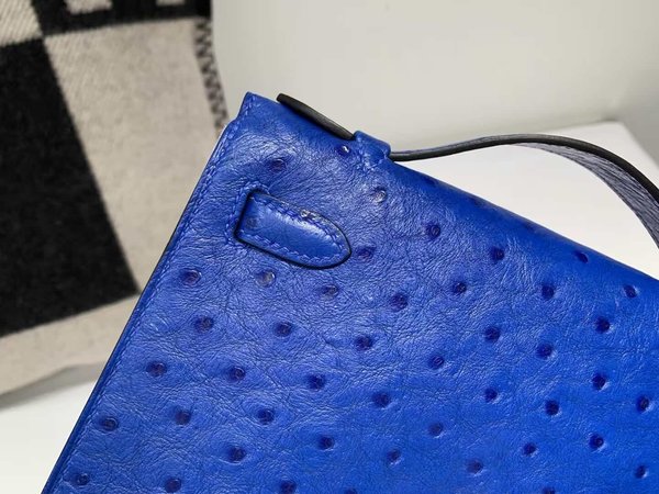 Hermès Mini Kelly I Ostrich Electric Blue x Palladium Hardware
