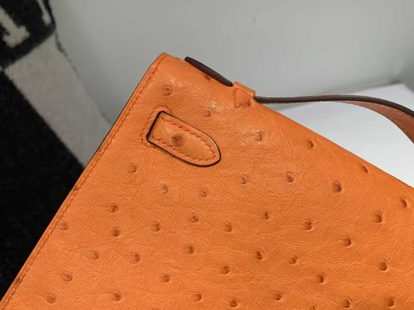 Hermès Mini Kelly I Ostrich Orange x Gold Hardware