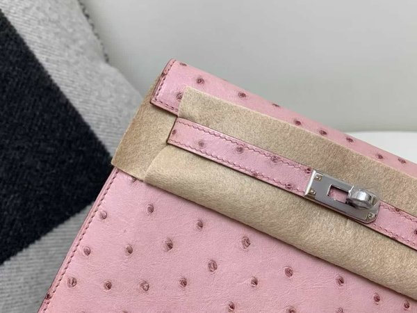 Hermès Danse ostrich  Rose Sakura x Palladium hardware