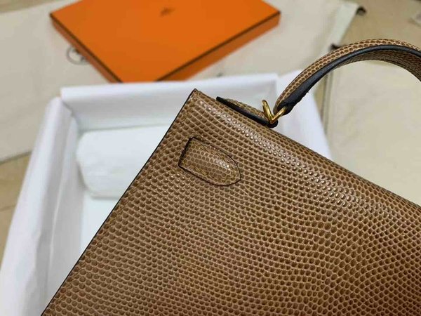 Hermès Mini Kelly II Lizard Chestnut x Gold Hardware