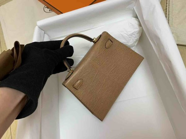 Hermès Mini Kelly II Lizard Chestnut x Gold Hardware