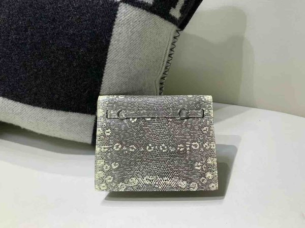 Hermès Kelly Danse 22 Snowflake White Lizard x Palladium Hardware