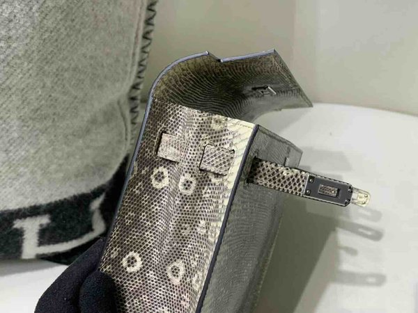 Hermès Kelly Danse 22 Snowflake White Lizard x Palladium Hardware