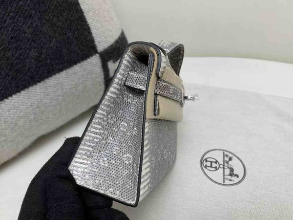 Hermès Kelly Pochette Lizard Ombre x Palladium Hardware