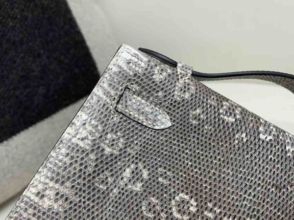 Hermès Kelly Pochette Lizard Ombre x Palladium Hardware