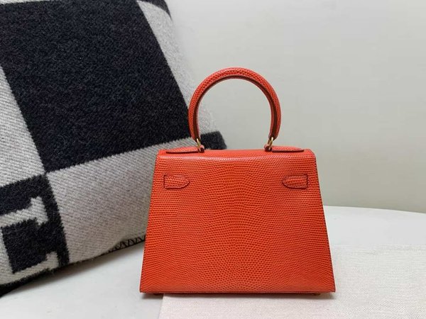 Hermès Mini Kelly 20 Lizard Azalea Red x Gold Hardware