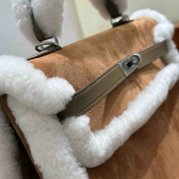 Hermès Kelly 35 Teddy Suede & Shearling