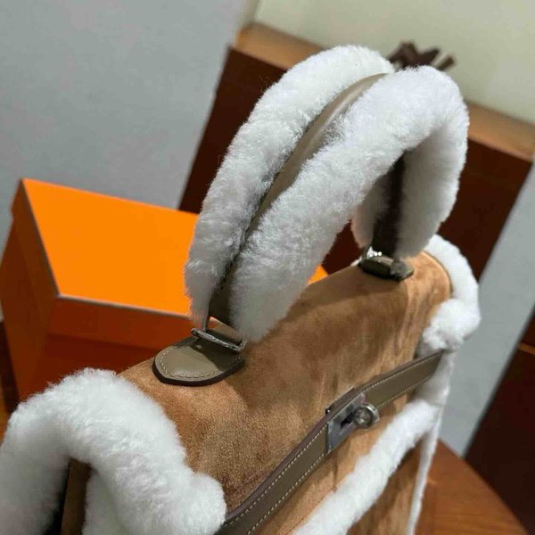 Hermès Kelly 35 Teddy Suede & Shearling