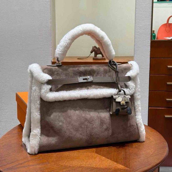 Hermès Kelly 35 Teddy Suede & Shearling